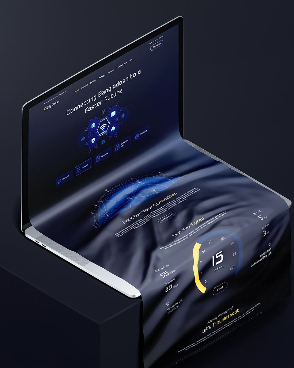 website coming out from laptop