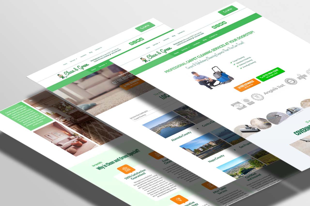 Clean & Green Carpet Cleaning  website mockup 