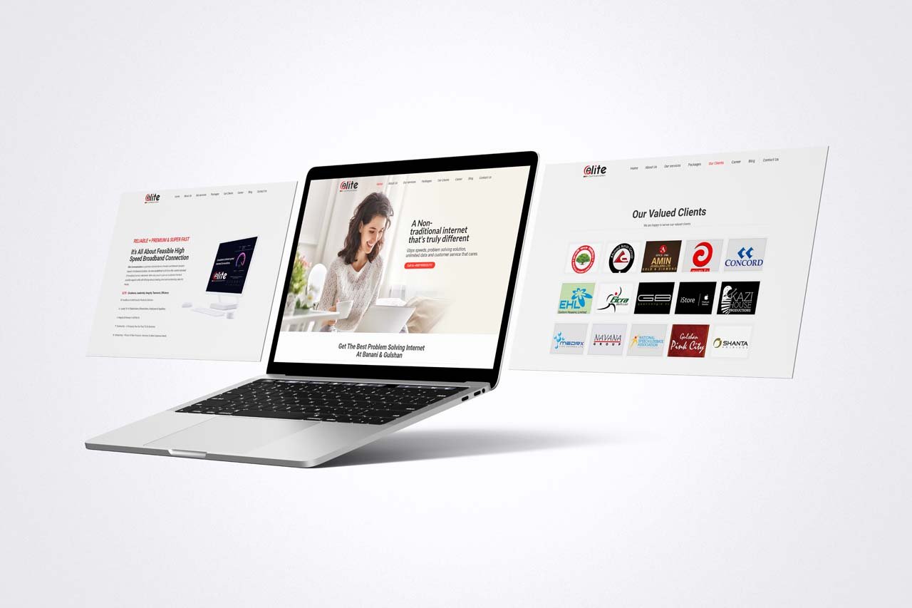 Elite Communication web development mockup template
