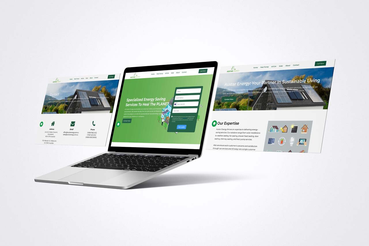 Austar energy webpage mockup template 