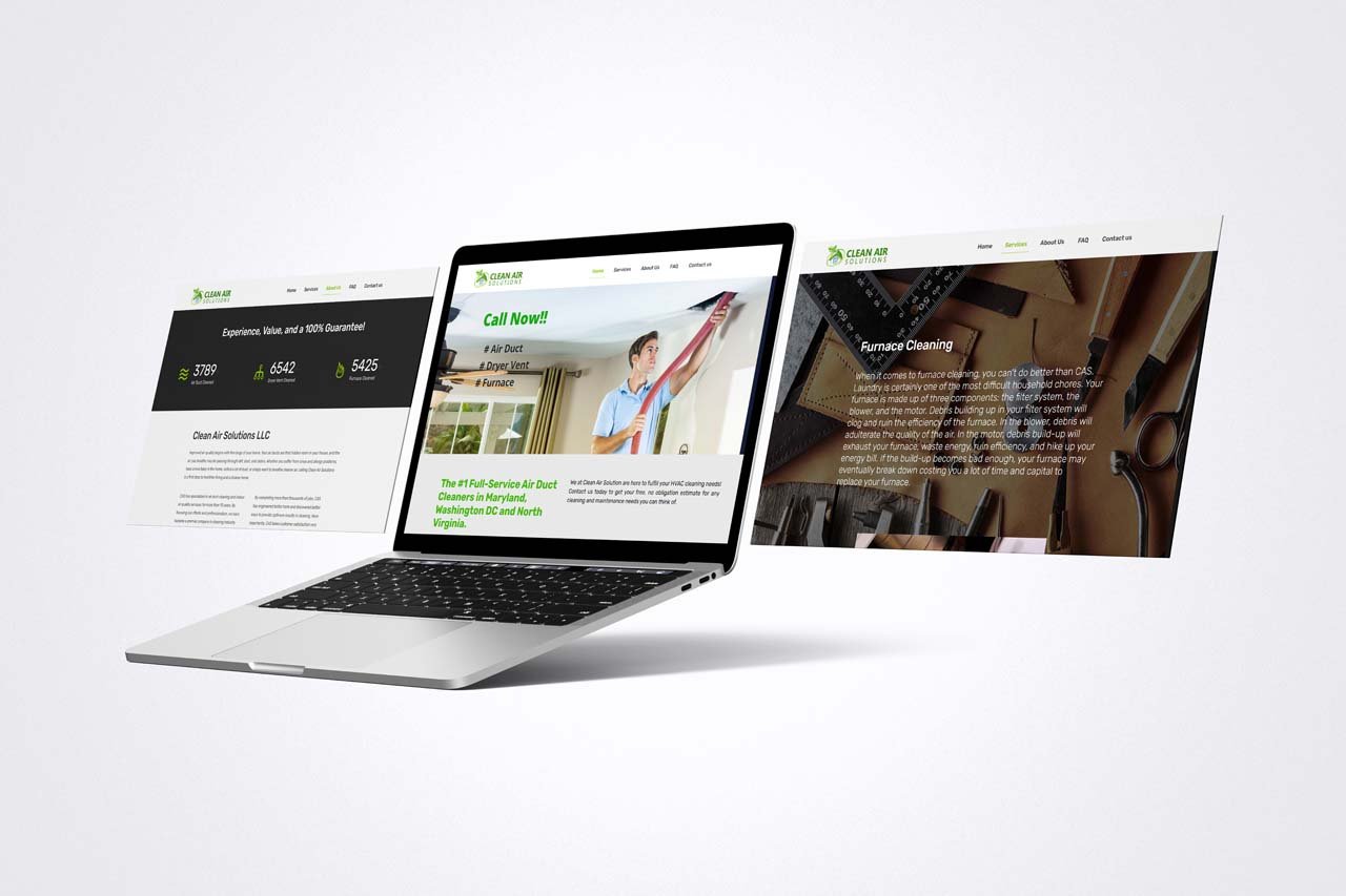 Clean air solutions web development mockup template