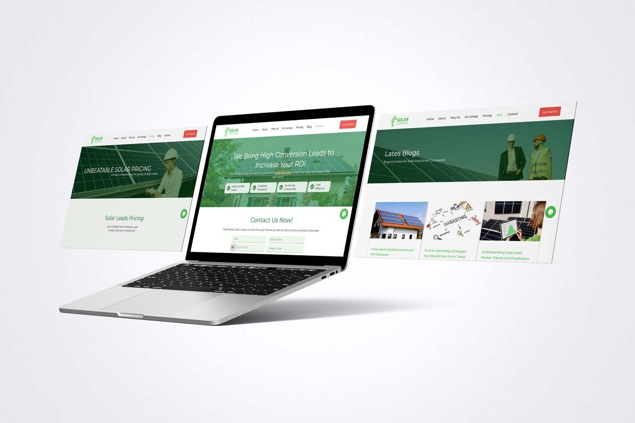 Solar Leads Hub web development mockup template