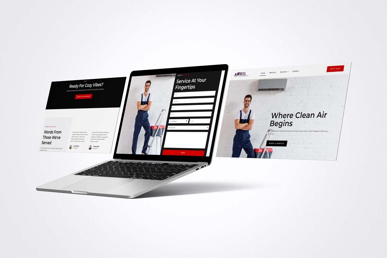AIRXEL duct cleaning web development mockup template