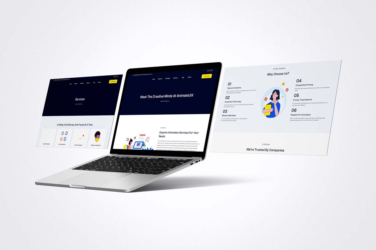 AnimateUIX web development mockup template