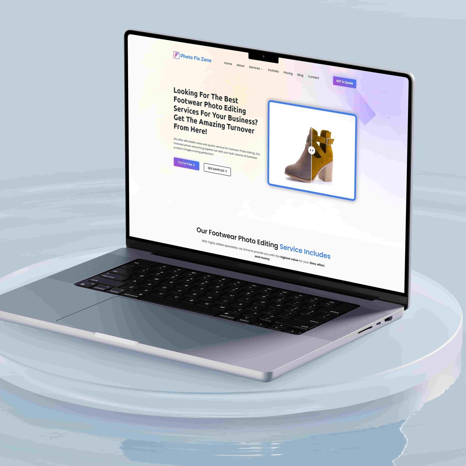 website design with a laptop screen