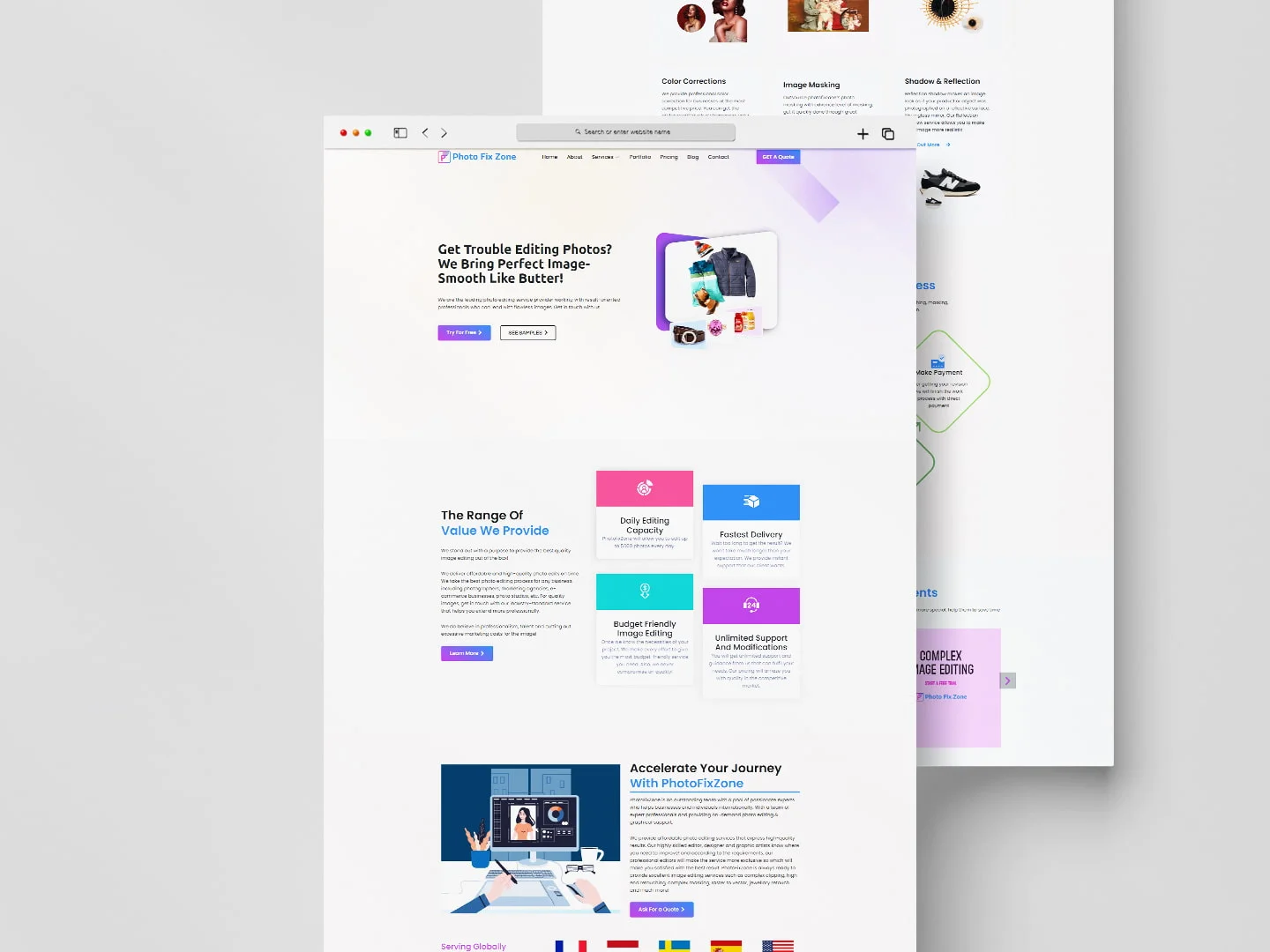 photo fix zone website mockup 