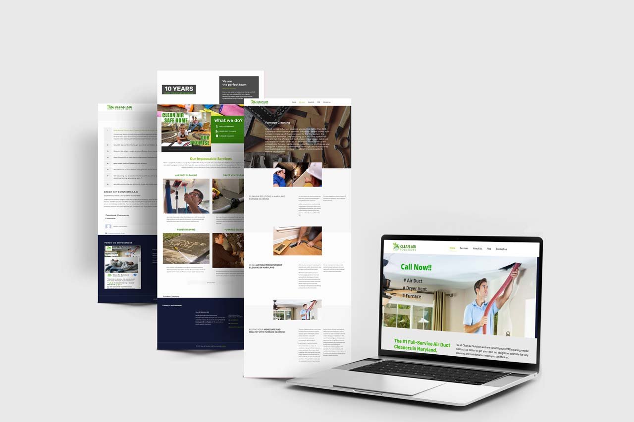 Clean air solutions web development mockup template