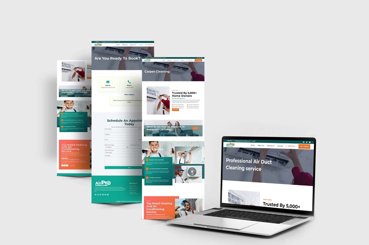 Air Pro Clean and Care web development mockup template