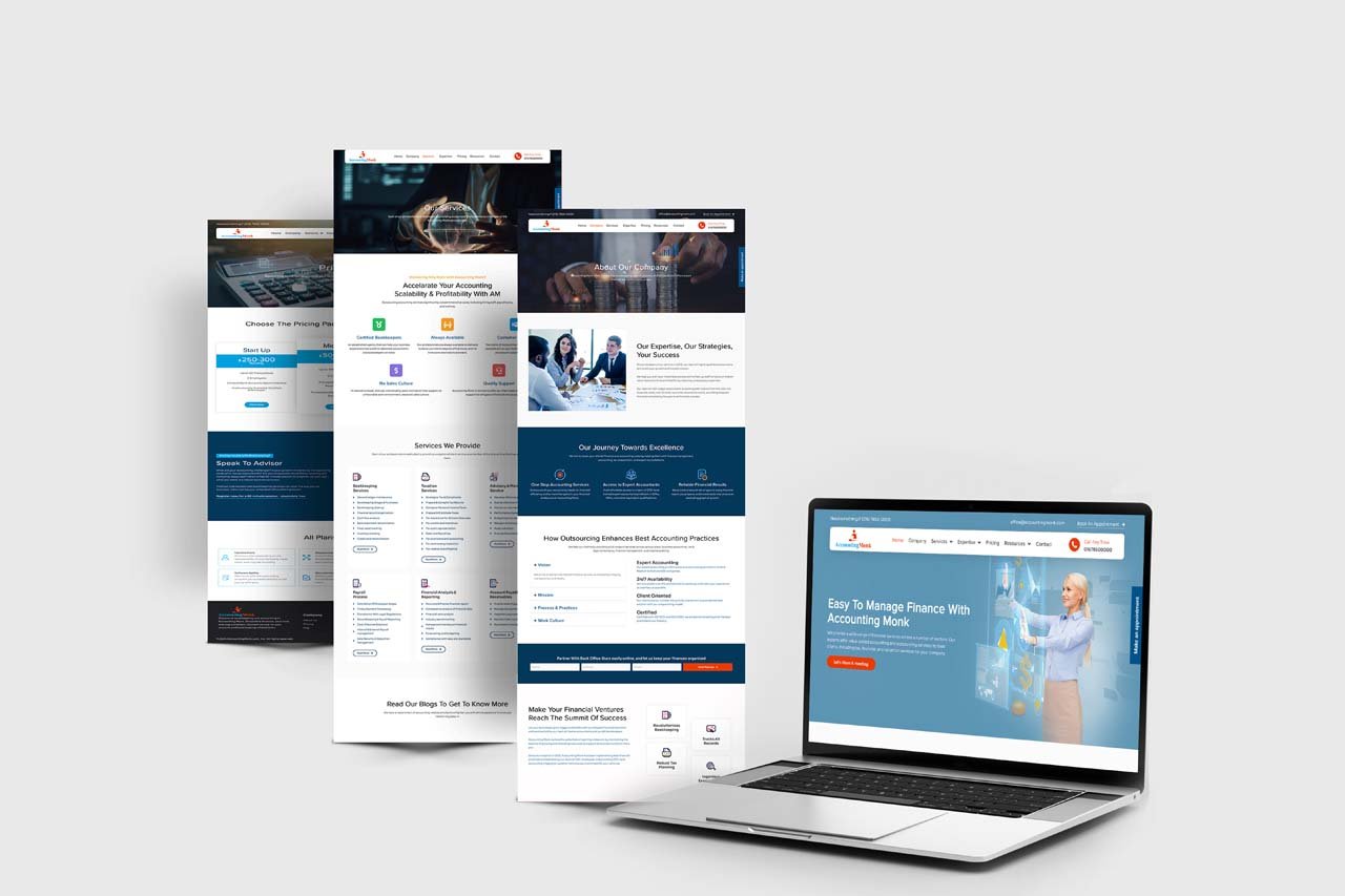 Accounting Monk webpage mockup template 