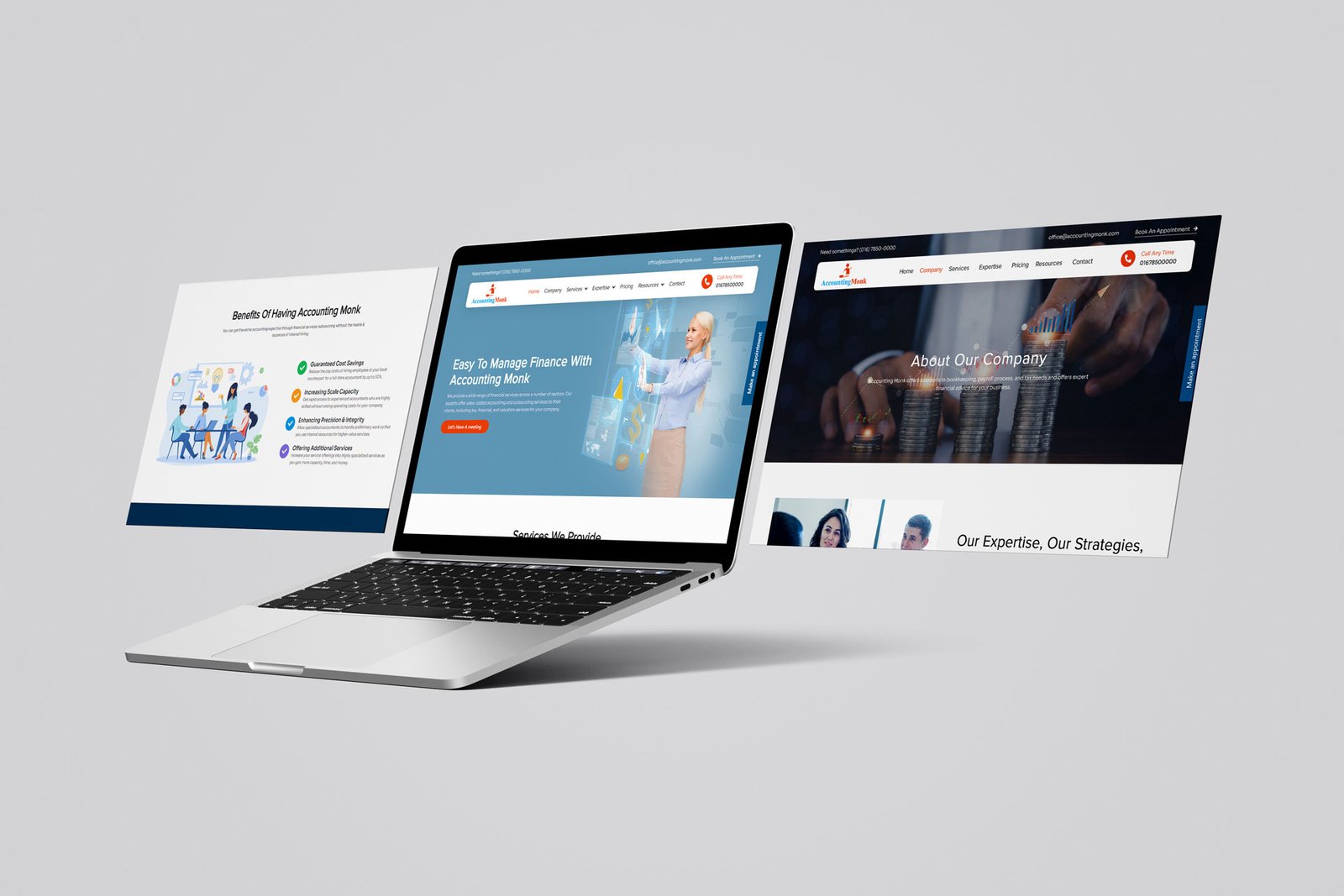 Accounting Monk webpage mockup template 