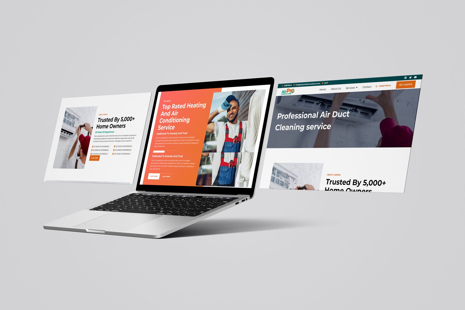 Air Pro Clean and Care web development mockup template