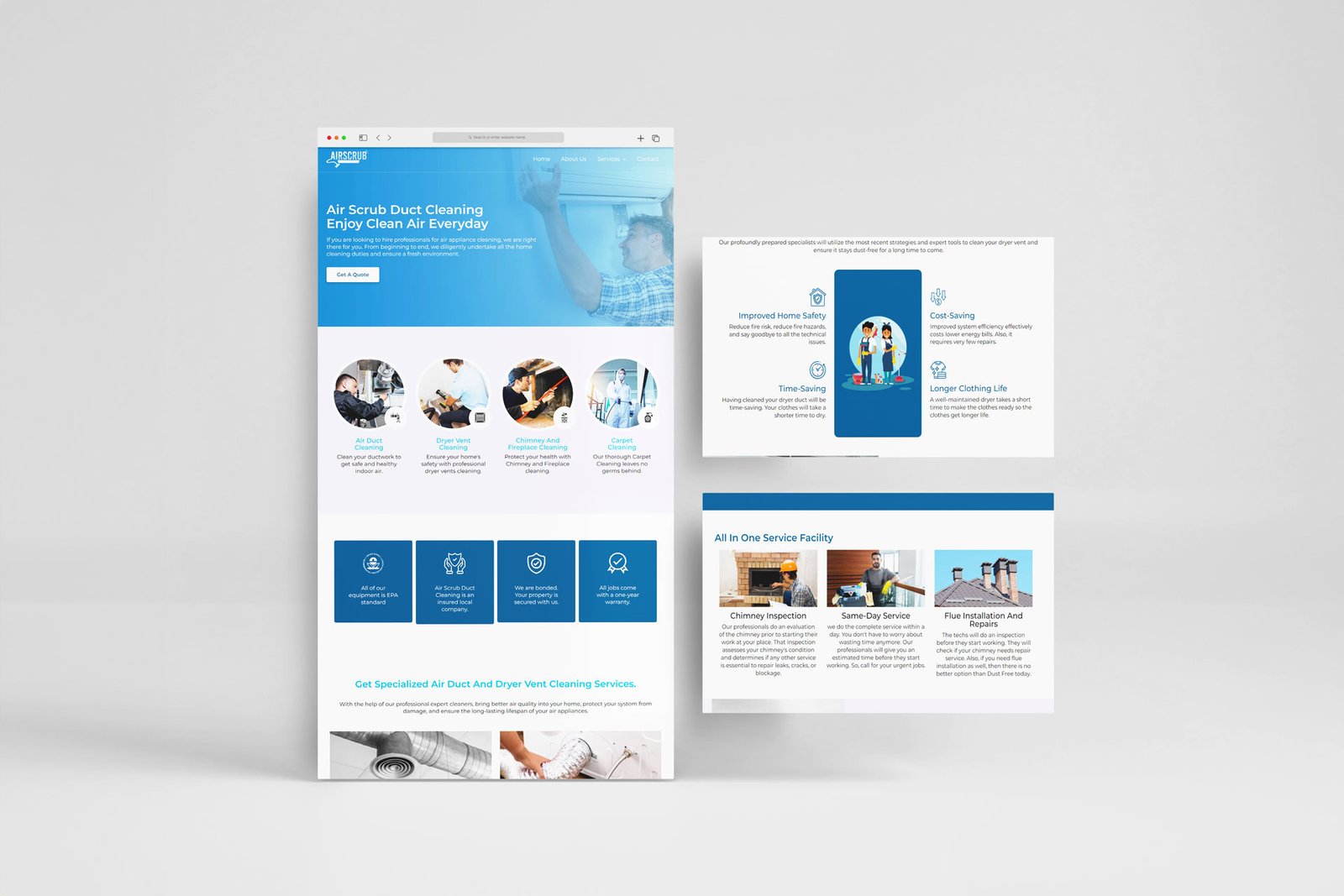 Air Scrub Duct Cleaning web development mockup template
