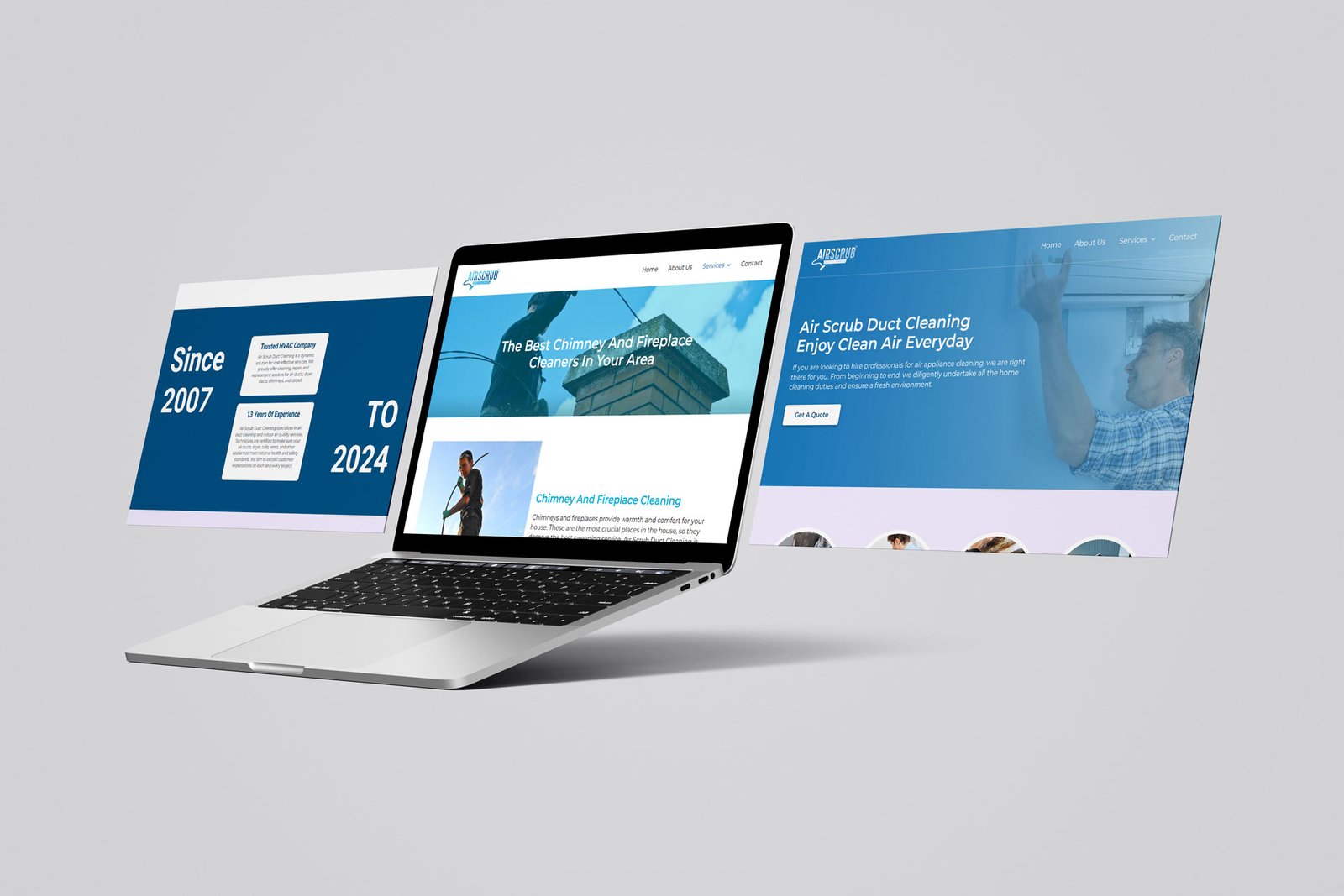 Air Scrub Duct Cleaning web development mockup template