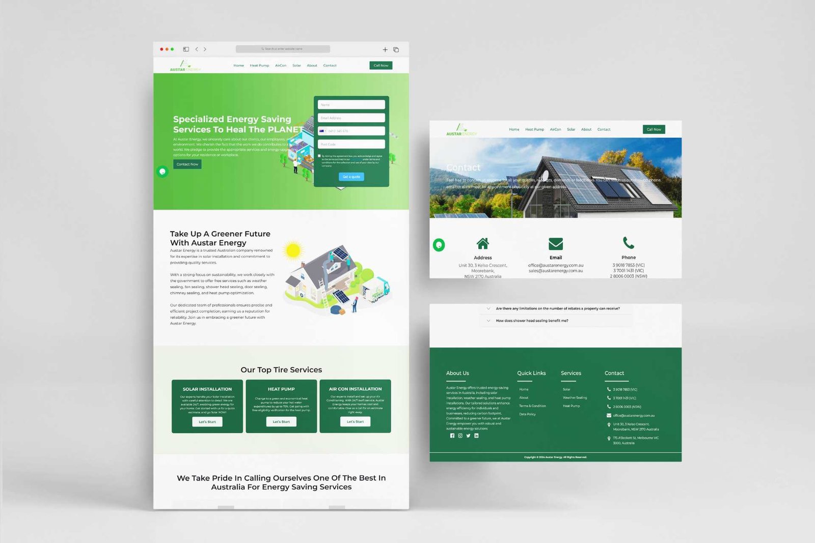 Austar energy webpage mockup template 
