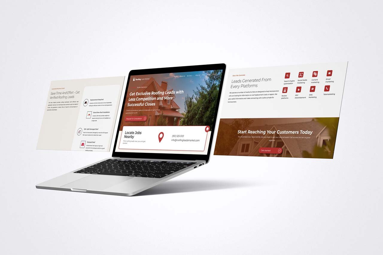 Roofing Leads Market web development mockup template
