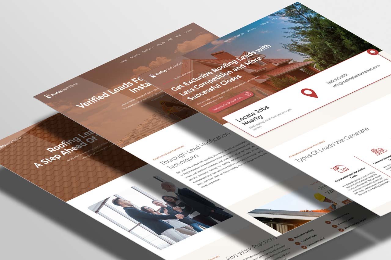 Roofing Leads Market web development mockup template