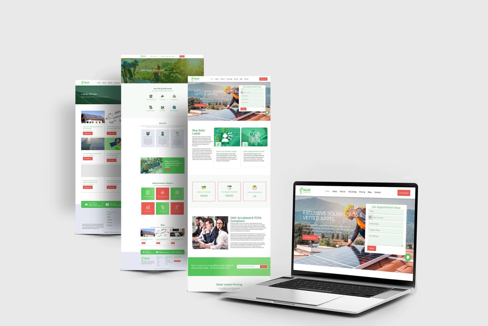 Solar Leads Hub web development mockup template