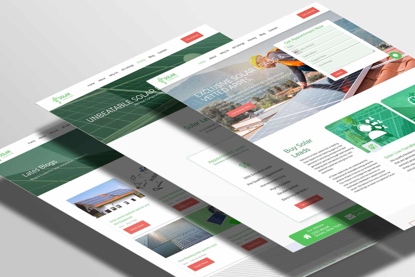 Solar Leads Hub web development mockup template