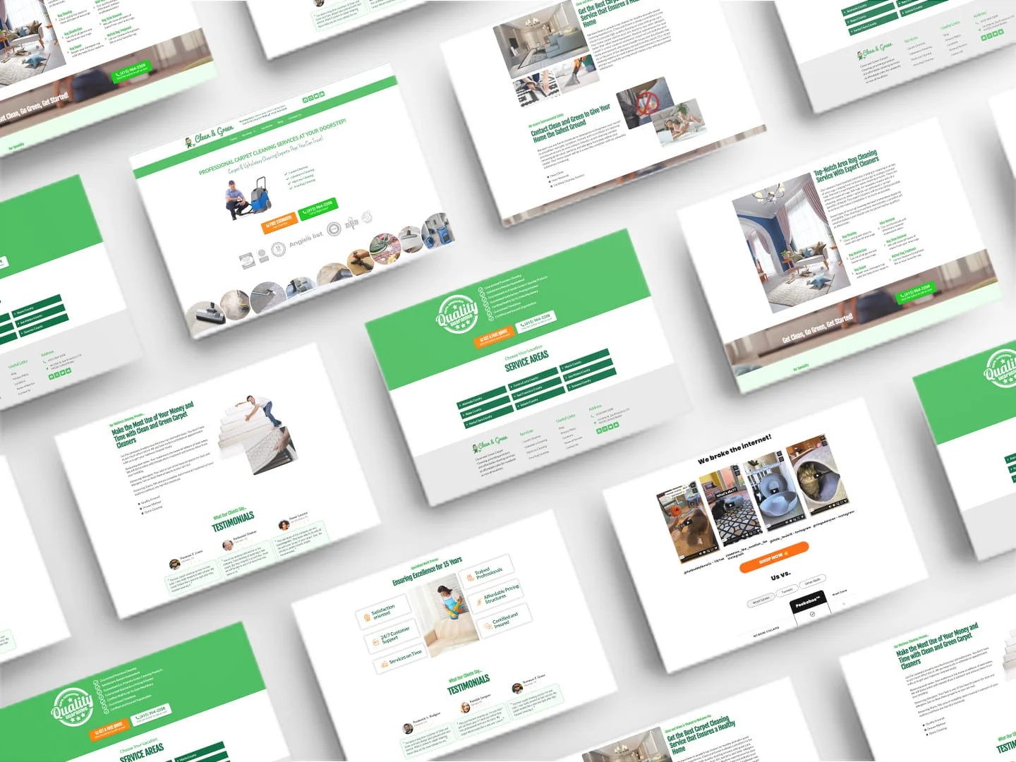 Clean & Green Carpet Cleaning  website mockup 