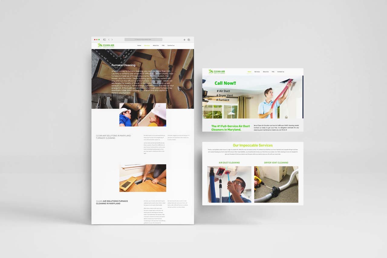 Clean air solutions web development mockup template