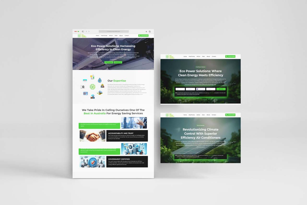 Eco power solutions  web development mockup template