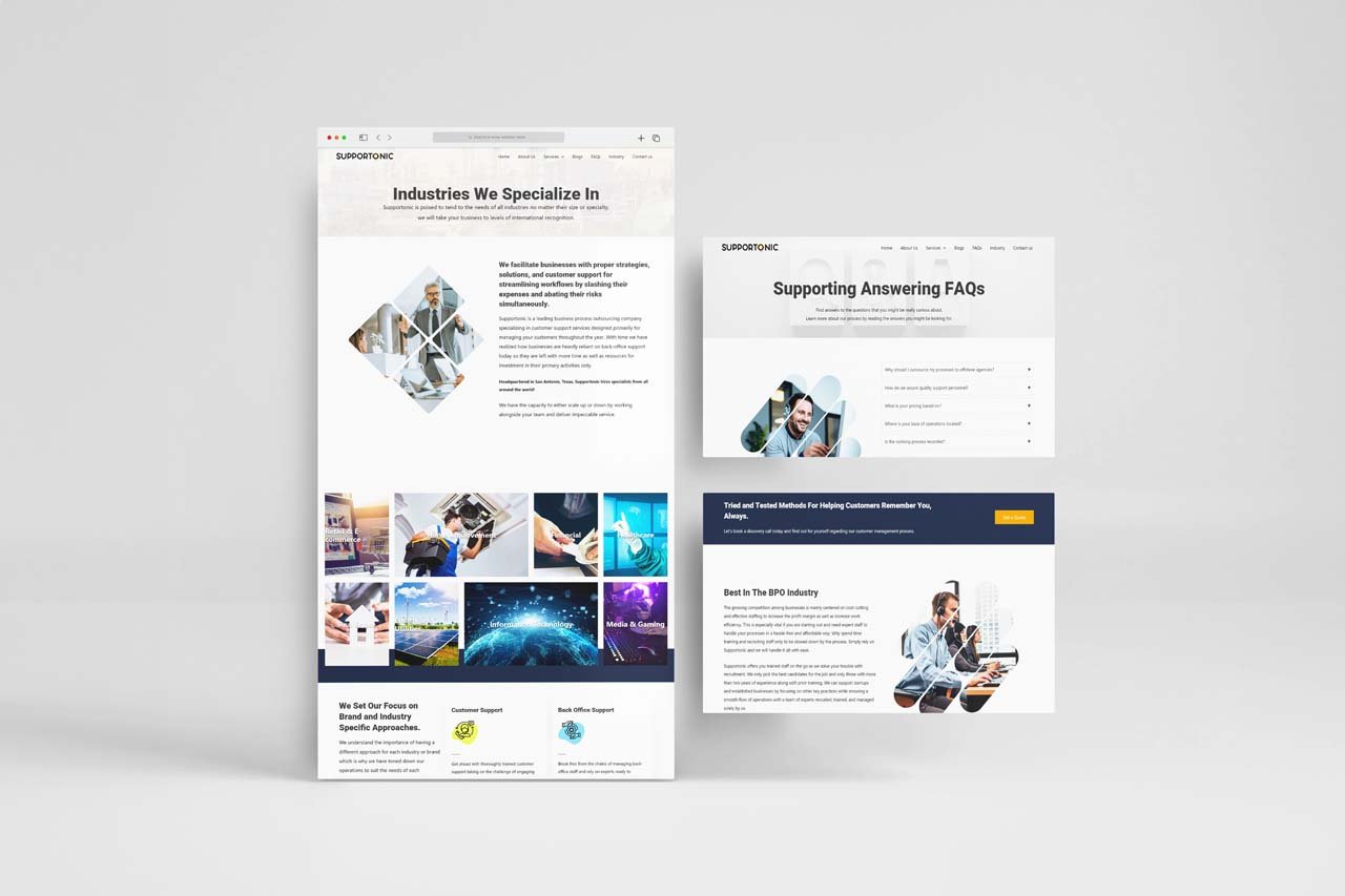 Supportonic web development mockup template