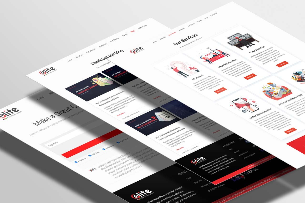 Elite Communication web development mockup template