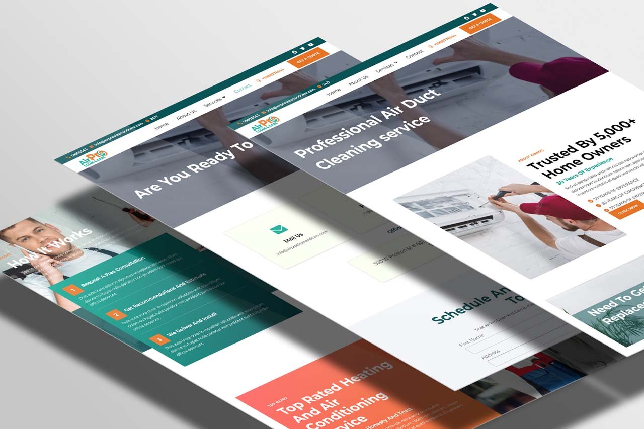 Air Pro Clean and Care web development mockup template