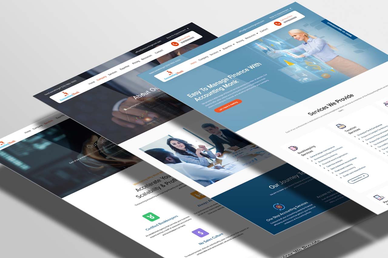 Accounting Monk webpage mockup template 