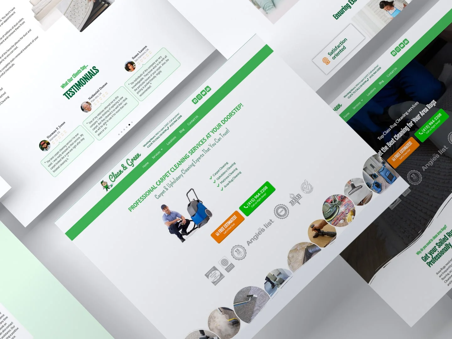 Clean & Green Carpet Cleaning  website mockup 